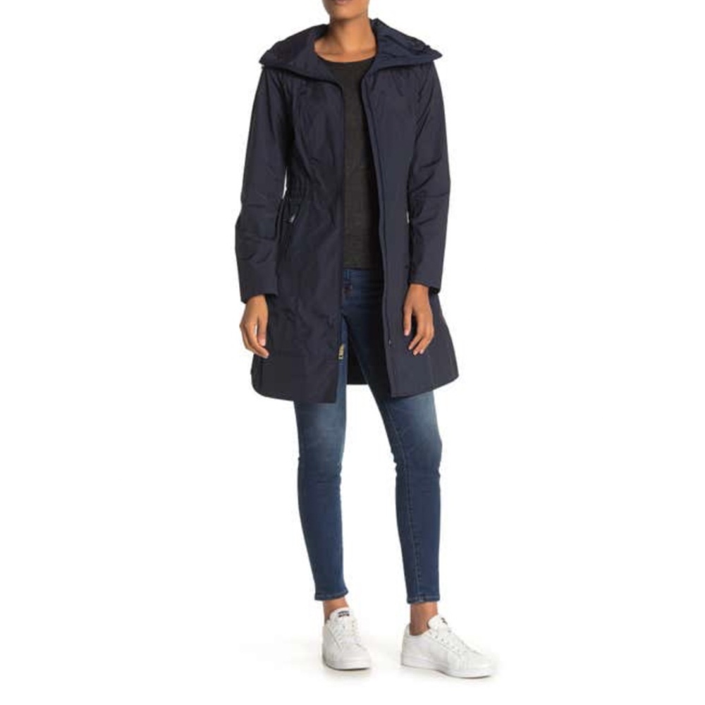 Cole Haan Signature Packable Hooded Rain Jacket X-Small Navy